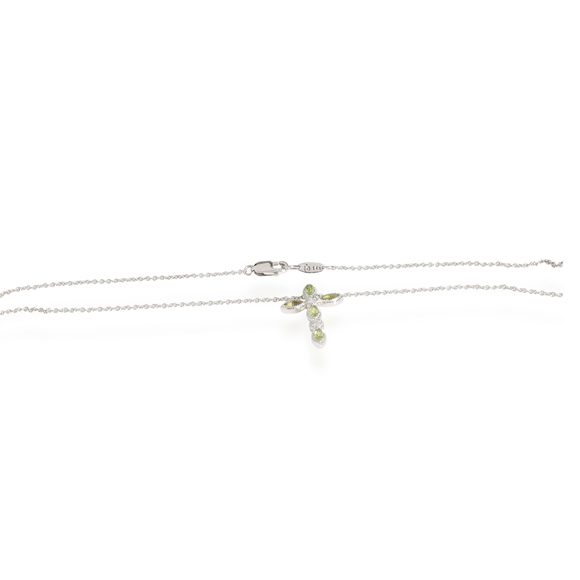 14K White Gold My Story Diamond & Peridot Cross Pendant, .09 Ctw. - Picture 3 of 3